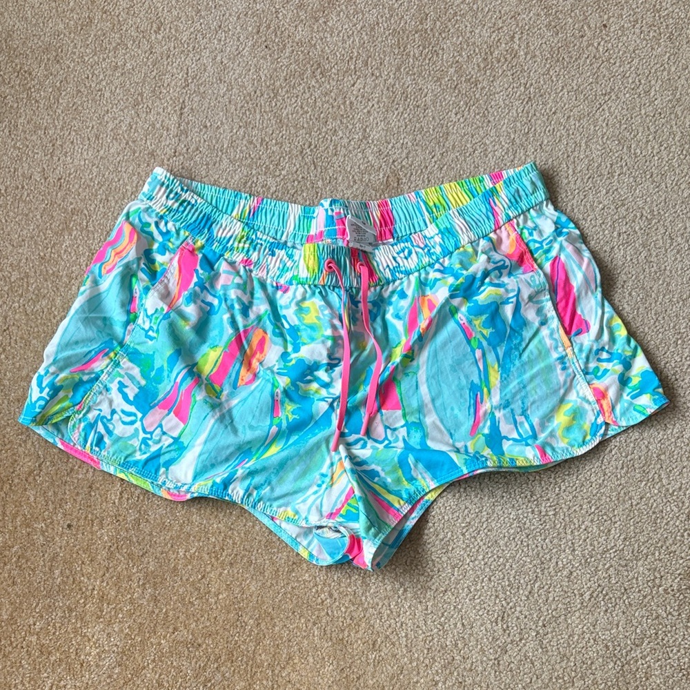 Lilly Pulitzer Vibrant Pink and Blue Shorts large beach Boardshorts